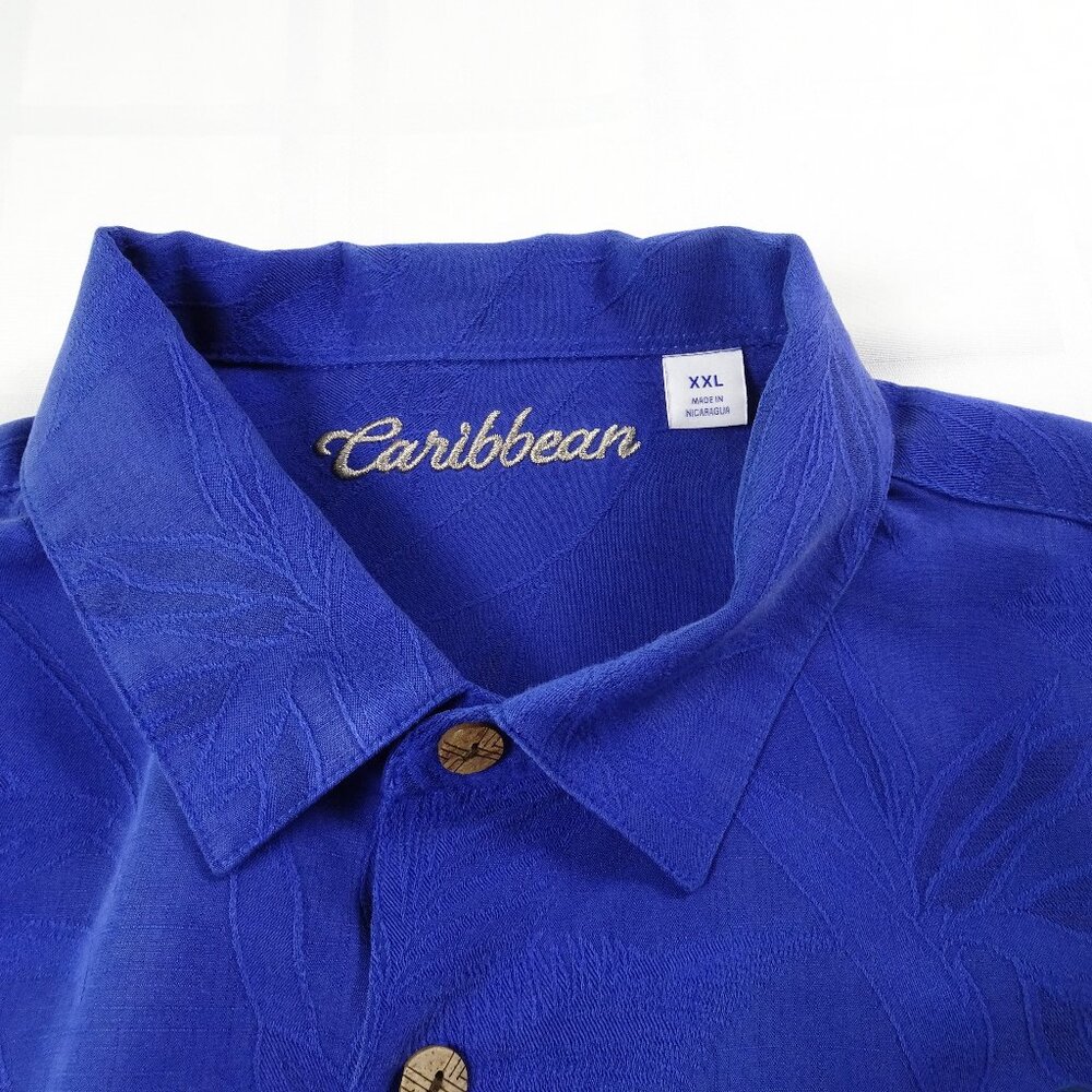 Caribbean Woven Shirt. Men's XXL‎ Bird of Paradise Textured Short Sleeve